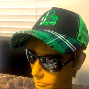 Green Shamrock Hat St. Patrick's Day Irish Green Black Baseball Cap Size Adjust